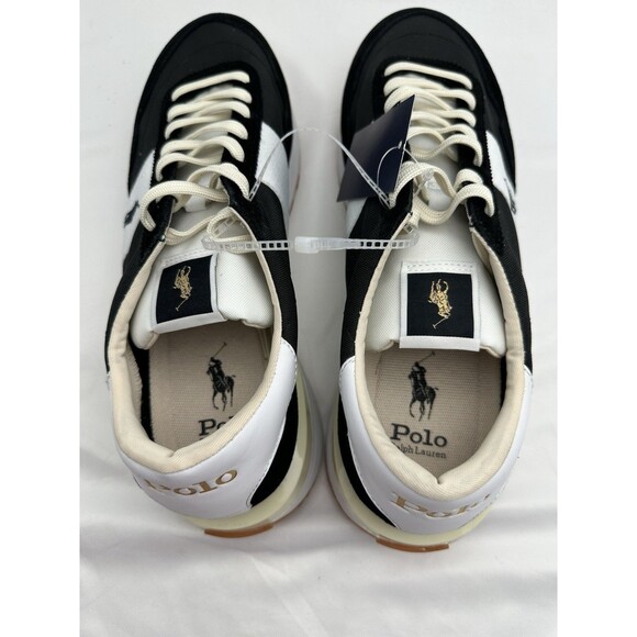 Polo Ralph Lauren Size 14M Train 89 Suede Sneaker Black/White/Gold Pony NWOB main image 4